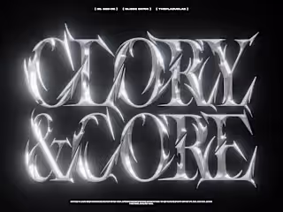 " Glory and Gore ' Chrome typography