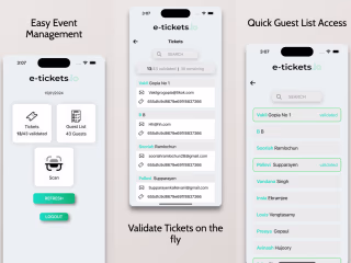 E-Tickets, QR ticket scanner app for fully managed show and even