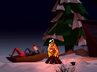 Winter 3D Low Poly Scene