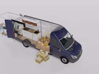 Conversion of van from cargo to camping