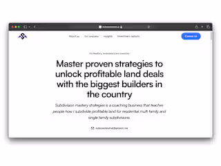 Subdivision Mastery Strategies | Landing page + Branding +Framer