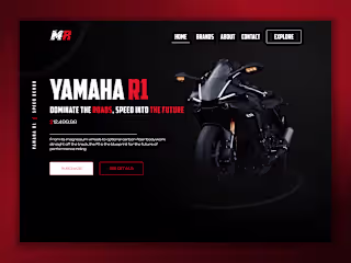 Yamaha R1 Motorcycle Hero Section Design