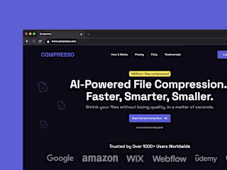 Framer Landing page design for Compresso (Dark + Light mode)