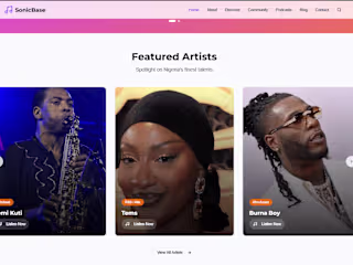 SonicBase Music Platform Redesign