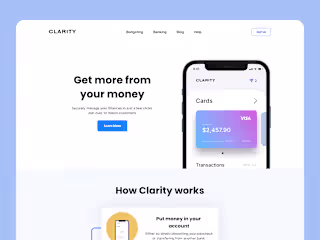 Clarity - mobile banking app website