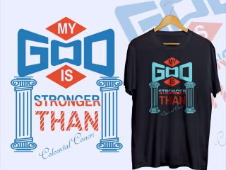My God Is Stronger Than coloractal Cancer T-shirt Design by Moh…