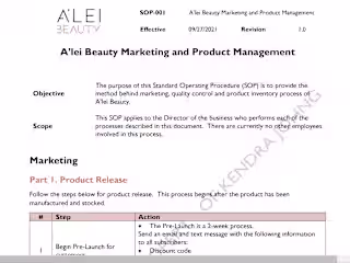 A'lei Beauty Marketing and Product Management SOP