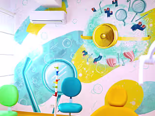 Dr. Leahu Dental Clinic illustrative branding and decor