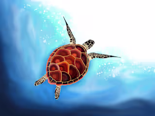 Sea Turtle in Waves