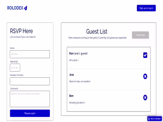 Rolodex (Party RSVP app)