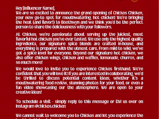 Email Marketing Campaign for Grand Opening of Chicko’s Chicken