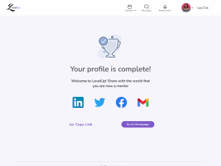 LevelUp - account onboarding flow for a mentorship matching site