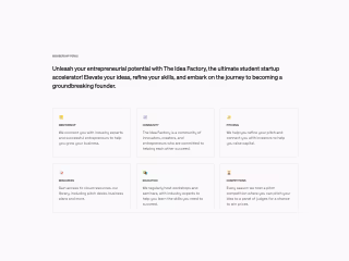 Landing Page for The Idea Factory