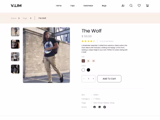 👕 V.LIM (E-Commerce Squarespace Website Design)