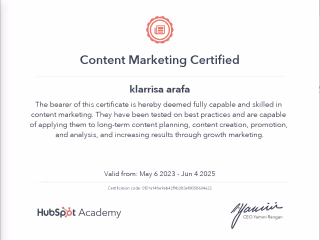 Content Marketing Certification from HubSpot