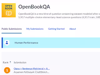 1st rank on OpenBookQA