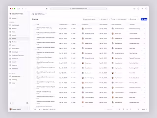 Forms Table UI – Construction Management SaaS Web App
