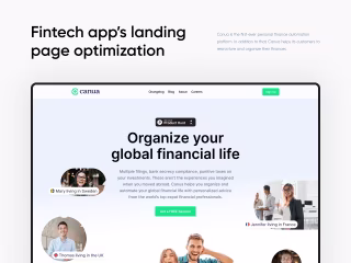 Fintech app's landing page optimization on Behance
