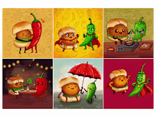 Custom Magnet Pin Designs - Vadapav & Mirchi