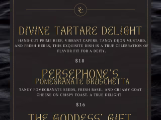 Goddess Themed Cocktail Lounge Menu