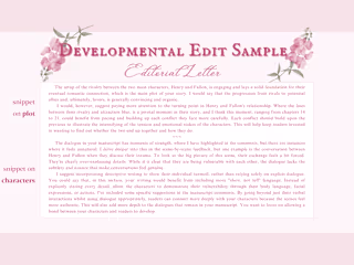 Editoral Letter Snippets: Plot and Characters