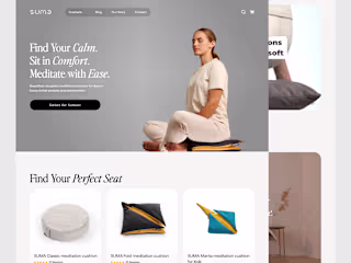 Calm Meets Comfort: Homepage and Product Page for SUMA Cushions