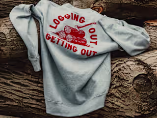 Logging Out Crew Sweatshirt: Product Description 