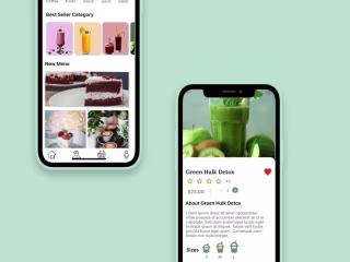 mobile app design for fresh juices and pastries