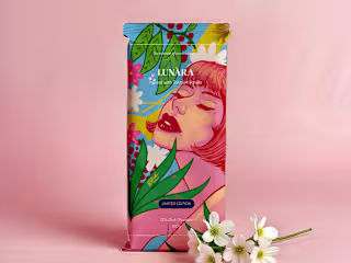 LUNARA Chocolate Bar Packaging Illustration