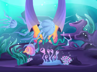 Creator's hands illustration from Underwater Set