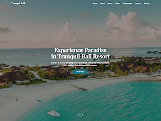 Tranquil Bali Resort Landing Page Development