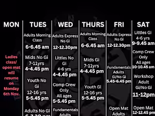 Timetable for BJJ GYM "Bush Jitsu"