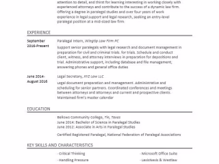 Paralegal Resume Writing