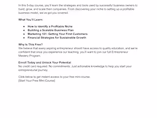 Lead Magnet for Online Course - Landing Page