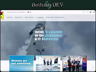 Corporation business website for a global Tech giant