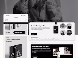 c23 Labs · Private Tattoo Mentorship — Framer Web Dev 💻