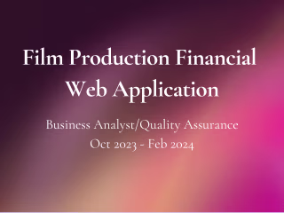 Film Production Financial Web Application