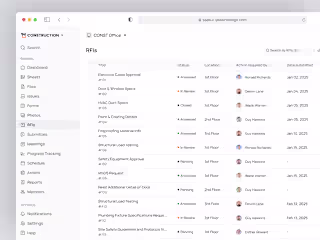 RFIs UI – Construction Management SaaS Web App