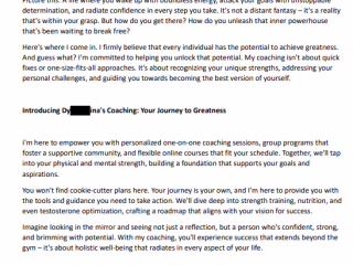 E-mail Copywriting for a fitness influencer