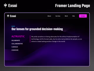Exsai Design Studio, Landing Page Made In Framer