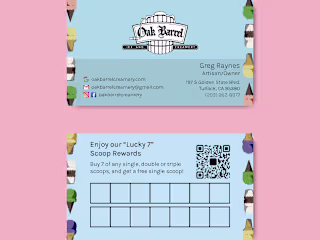 Family Fun Business Card for Oak Barrel Ice & Creamery