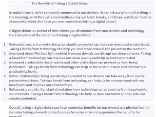 The Benefits of Taking a Digital Detox