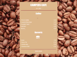 Brewed Elegance: A Coffee Shop Menu Showcase