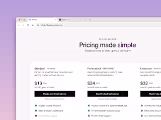 Pricing page design 