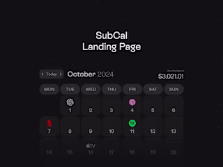 SubCal Landing Page Design & Development - Personal Project