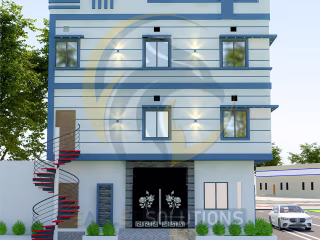 3D Elevation School Design Double Story Side View :: Behance