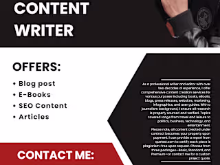 I will be your content writer for 1500 words Blog post