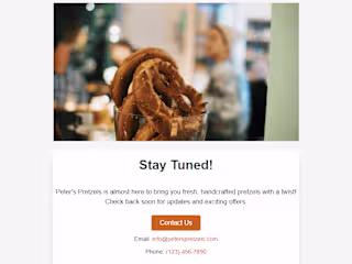 Peter's Pretzels Landing Page 