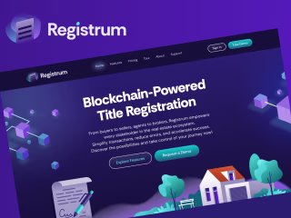 Registrum blockchain landing page 