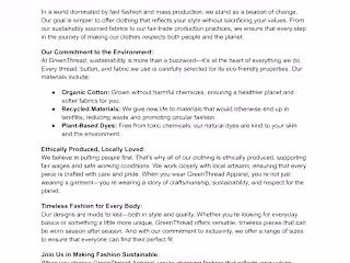 GreenThread Apparel - About Us Page